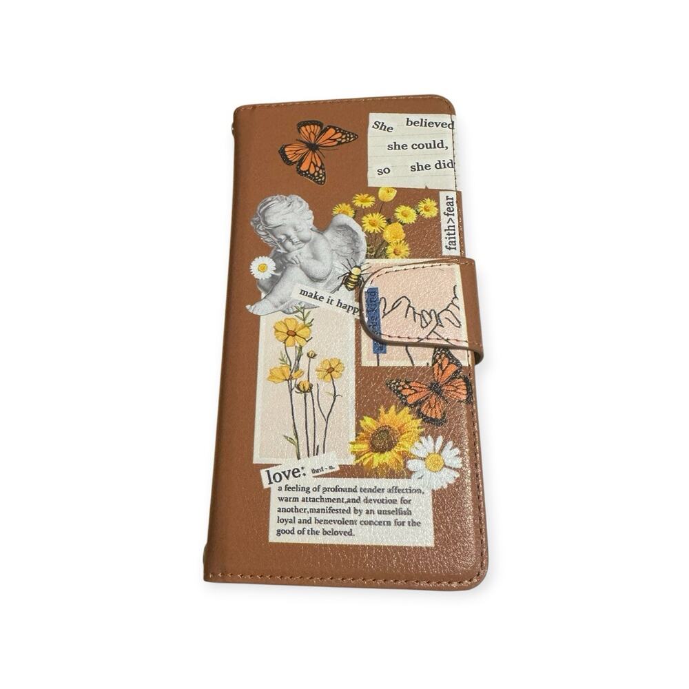 Buleens Samsung Galaxy S23 Plus Wallet Case Women Crossbody Strap Angel Floral